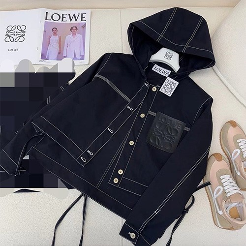 [홍콩명품.LOEWE] 로에베 25SS 로고 여성 후드 데님 자켓 (네이비), BM21804, COCO, 레플리카의류,미러급사이트