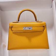 [홍콩명품.Hermes] 에르메스 25SS 로고 Mini Kelly 2.0 램스킨 토트백 핸드백 (노랑-은장), BGM5060, BDA, 홍콩명품가방,명품쇼핑몰,크로스백,핸드백,구매대행