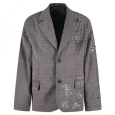 [홍콩명품.BALENCIAGA] 발렌시아가 25SS 로고 체크패턴 정장 수트 자켓 (그레이), BM21865, KB, 레플리카의류,미러급사이트