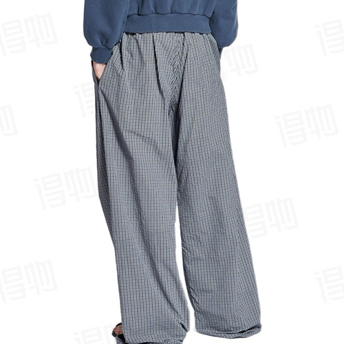 [홍콩명품.BALENCIAGA] 발렌시아가 25SS 로고 체크패턴 오버핏 팬츠 바지 (그레이), BM21886, KB, 레플리카의류,미러급사이트