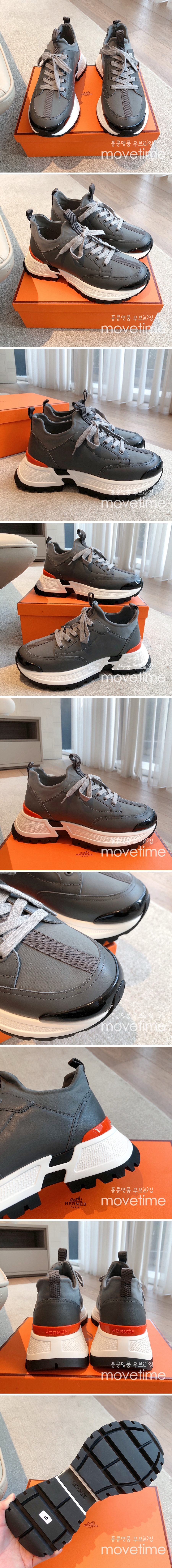 [홍콩명품.Hermes] 에르메스 25SS 로고 레더 가죽 스니커즈 운동화 (그레이), SE5422, S3, 명품스니커즈,운동화,구두,로퍼,하이탑,신발