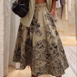 [홍콩명품,Christian Dior] 디올 25SS 로고 여성 정글 패턴 미디 스커트 (카라멜), BM21974, MC, 레플리카의류,미러급사이트