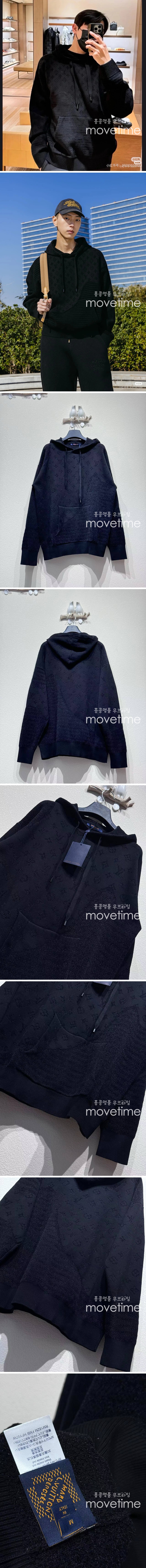 [홍콩명품.LOUIS VUITTON] 루이비통 25SS 로고 모노그램 울 후드 티셔츠 (블랙), BM22015, KB, 레플리카의류,미러급사이트