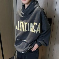 [홍콩명품.BALENCIAGA] 발렌시아가 25SS 로고 테이핑 빈티지 후드 티셔츠 (그레이), BM22020, KK, 레플리카의류,미러급사이트