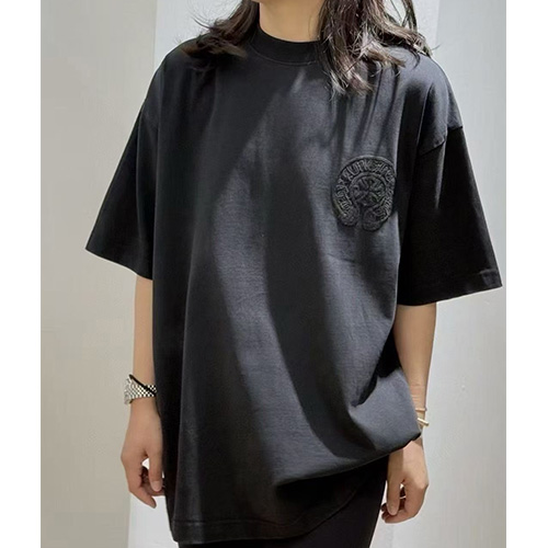 [홍콩명품.Chrome Hearts] 크롬하츠 25SS 로고 자수 반팔 티셔츠 (블랙), BM22047, X2, 레플리카의류,미러급사이트