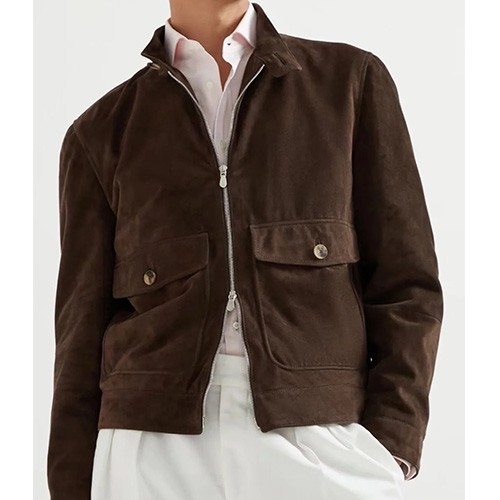 [홍콩명품.Brunello Cucinelli ] 브루넬로 쿠치넬리 25SS 로고 레더 가죽 봄버 자켓 (2컬러), BM22059, TOM, 레플리카의류,미러급사이트