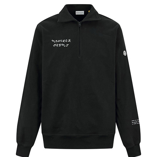 [홍콩명품.MONCLER] 몽클레어 25SS 로고 FRGMT 하프지퍼 카라 맨투맨 티셔츠 (블랙), BM22109, JL, 레플리카의류,미러급사이트
