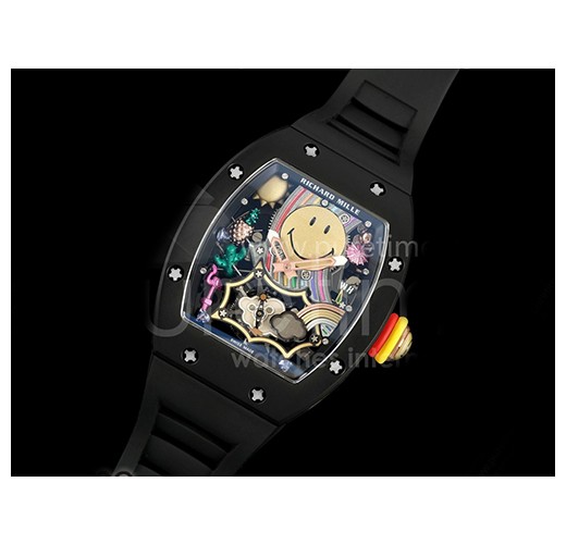 [홍콩명품시계.RICHARD MILLE] 리차드밀레 RM88 투어빌론 블랙 세라믹 스마일 다이얼 블랙 스트랩