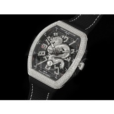 [홍콩명품시계.FRANCK MULLER] 프랑크뮬러 뱅가드 V45 풀 다이아몬드 베젤 실버 드래곤 블랙 다이얼