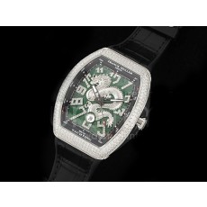 [홍콩명품시계.FRANCK MULLER] 프랑크뮬러 뱅가드 V45 풀 다이아몬드 베젤 실버 드래곤 그린 다이얼