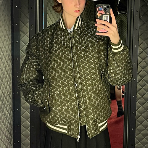 [홍콩명품.Gucci] 구찌 25SS 로고 GG수프림 봄버 자켓 (카키), BM22131, JL, 레플리카의류,미러급사이트