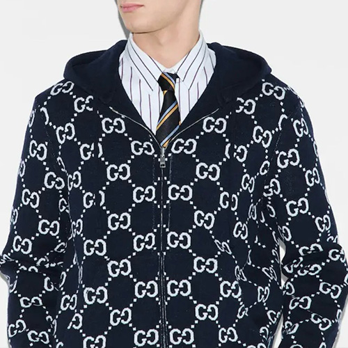 [가격문의][홍콩명품.Gucci] 구찌 25SS 로고 GG수프림 리버서블 후드 집업 자켓 (네이비), BM22132, JL, 레플리카의류,미러급사이트