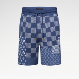 [홍콩명품.LOUIS VUITTON] 루이비통 25SS 로고 다미에 쇼츠 반바지 (블루), BM22148, JL, 레플리카의류,미러급사이트