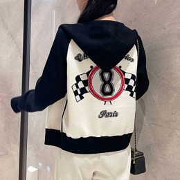 [홍콩명품.Gucci] 구찌 25SS 로고 여성 니트 후드 집업 자켓 (화이트-블랙), BM22166, JL, 레플리카의류,미러급사이트