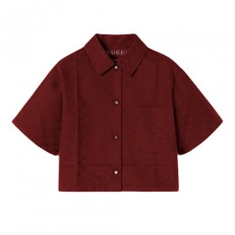 [홍콩명품.Gucci] 구찌 25SS 로고 여성 GG수프림 쇼트 반팔 남방 셔츠 (레드), BM22493, MC, 레플리카의류,미러급사이트