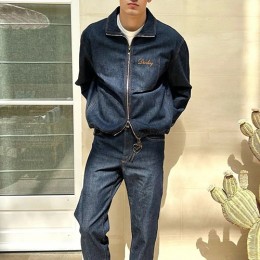 [홍콩명품.LOUIS VUITTON] 루이비통 25SS 로고 자수 데님 카라 집업 자켓 + 데님 팬츠 진 청바지 상하의 세트, BM22537, KB, 레플리카의류,미러급사이트