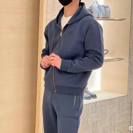 [홍콩명품.LOUIS VUITTON] 루이비통 25SS 로고 자수 트레이닝 후드 집업 자켓 + 조거 팬츠 바지 상하의 세트 (블루), BM22547, KB, 레플리카의류,미러급사이트