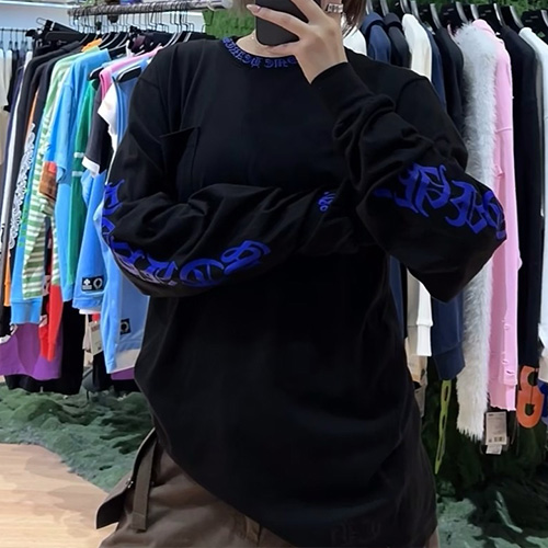 [홍콩명품.Chrome Hearts] 크롬하츠 25SS 로고 프린트 긴팔 티셔츠 (블랙), BM22549, KB, 레플리카의류,미러급사이트