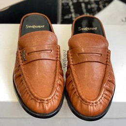 [홍콩명품.YSL] 입생로랑 25SS 로고 여성 레더 가죽 뮬 슬리퍼 (브라운), SE5555, GHS, 명품스니커즈,운동화,구두,로퍼,하이탑,신발