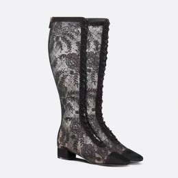 [홍콩명품,Christian Dior] 디올 25SS 로고 여성 레더 가죽 레이스 장식 롱 구두 부츠 (블랙), SE5580, GHS, 명품스니커즈,운동화,구두,로퍼,하이탑,신발