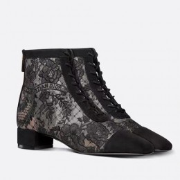 [홍콩명품,Christian Dior] 디올 25SS 로고 여성 레더 가죽 레이스 장식 구두 부츠 (블랙), SE5581, GHS, 명품스니커즈,운동화,구두,로퍼,하이탑,신발