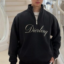 [홍콩명품,Christian Dior] 디올 25SS 로고 하프지퍼 맨투맨 티셔츠 (블랙), BM22676, 레플리카의류,미러급사이트