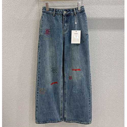 [홍콩명품.CHANEL] 샤넬 25SS 로고 여성 오버핏 데님 팬츠 진 청바지, BM22709, TBG, 레플리카의류,미러급사이트