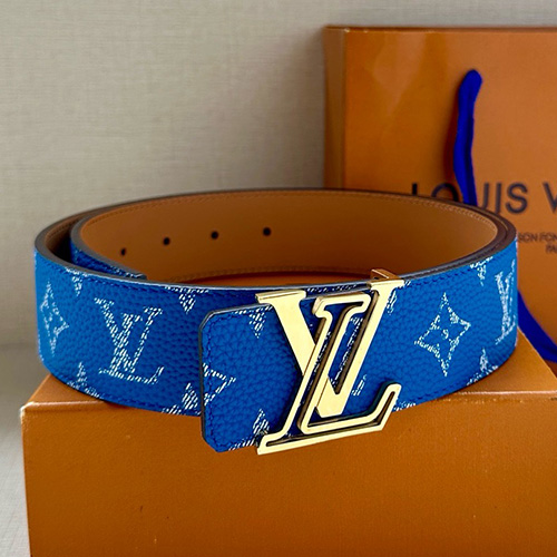 [홍콩명품.LOUIS VUITTON] 루이비통 25SS 로고 모노그램 Initiales 레더 가죽 리버서블 벨트 (블루), 4.0cm, BT1451, 명품레플리카,인터넷쇼핑몰,남자명품,해외직구