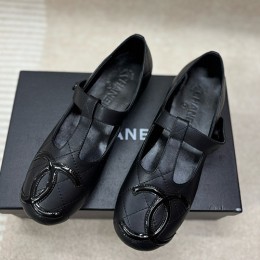 [홍콩명품.CHANEL] 샤넬 25SS 로고 여성 레더 가죽 발레리나 플랫 슈즈 단화 샌들 (블랙), SE5699, H3, 명품스니커즈,운동화,구두,로퍼,하이탑,신발