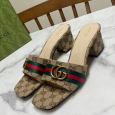[홍콩명품.Gucci] 구찌 25SS 로고 여성 GG수프림 6.5cm 굽 샌들 슬리퍼 (카라멜), SE5709, GHS, 명품스니커즈,운동화,구두,로퍼,하이탑,신발