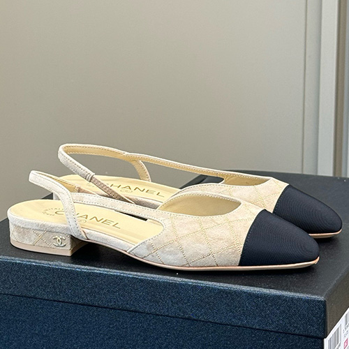 [홍콩명품.CHANEL] 샤넬 25SS 로고 여성 2톤 레더 가죽 단화 구두 샌들 (베이지), SE5722, GHS, 명품스니커즈,운동화,구두,로퍼,하이탑,신발