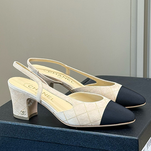 [홍콩명품.CHANEL] 샤넬 25SS 로고 여성 2톤 레더 가죽 굽 단화 구두 샌들 (베이지), SE5723, GHS, 명품스니커즈,운동화,구두,로퍼,하이탑,신발