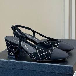 [홍콩명품.CHANEL] 샤넬 25SS 로고 여성 2톤 레더 가죽 굽 단화 구두 샌들 (블랙), SE5724, GHS, 명품스니커즈,운동화,구두,로퍼,하이탑,신발