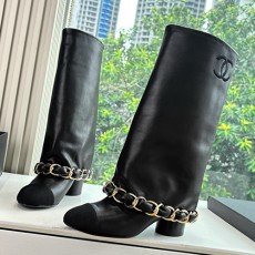 [홍콩명품.CHANEL] 샤넬 25SS 로고 여성 레더 가죽 5.5cm 굽 구두 부츠 (블랙), SE5743, GHS, 명품스니커즈,운동화,구두,로퍼,하이탑,신발