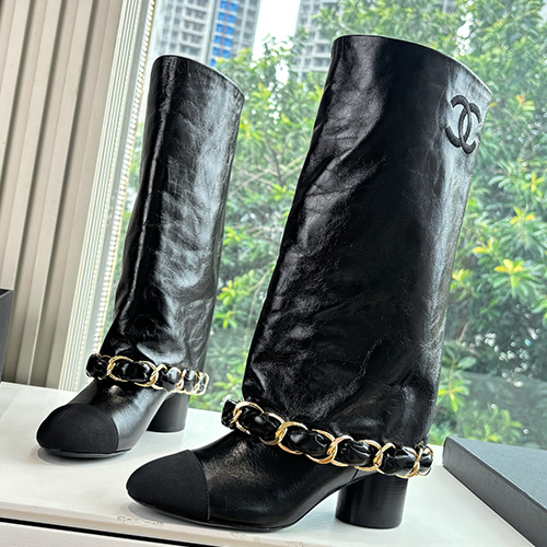[홍콩명품.CHANEL] 샤넬 25SS 로고 여성 레더 가죽 5.5cm 굽 구두 부츠 (블랙), SE5744, GHS, 명품스니커즈,운동화,구두,로퍼,하이탑,신발
