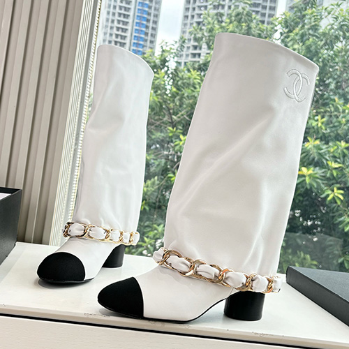 [홍콩명품.CHANEL] 샤넬 25SS 로고 여성 레더 가죽 5.5cm 굽 구두 부츠 (화이트), SE5745, GHS, 명품스니커즈,운동화,구두,로퍼,하이탑,신발