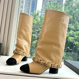 [홍콩명품.CHANEL] 샤넬 25SS 로고 여성 레더 가죽 5.5cm 굽 구두 부츠 (베이지), SE5746, GHS, 명품스니커즈,운동화,구두,로퍼,하이탑,신발