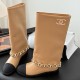 [홍콩명품.CHANEL] 샤넬 25SS 로고 여성 레더 가죽 3cm 굽 구두 부츠 (베이지), SE5748, GHS, 명품스니커즈,운동화,구두,로퍼,하이탑,신발