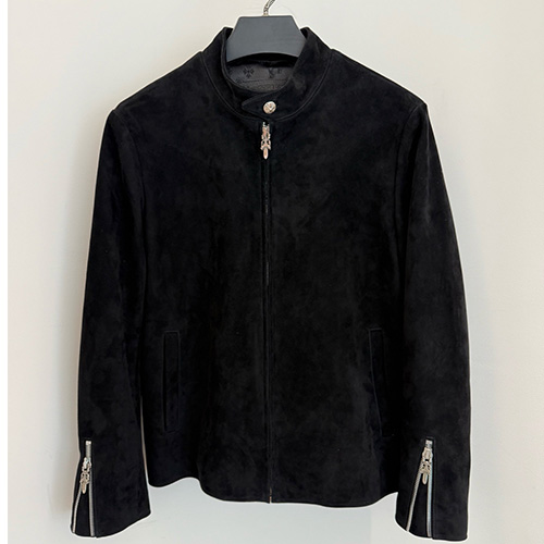 [홍콩명품.Chrome Hearts] 크롬하츠 25SS 로고 레더 가죽 925실버 집업 자켓 (블랙), BM22804, TOM, 레플리카의류,미러급사이트