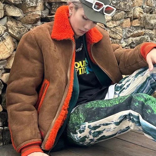 [홍콩명품.LOUIS VUITTON] 루이비통 25SS 로고 시어링 레더 가죽 봄버 자켓 1AAUZQ, BM22830, TOM, 레플리카의류,미러급사이트