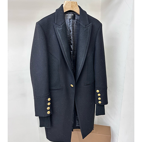 [홍콩명품.BALMAIN] 발망 25SS 로고 캐시미어 코트 자켓 (블랙), BM22841, TOM, 레플리카의류,미러급사이트