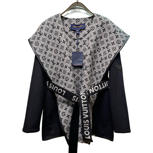 [홍콩명품.LOUIS VUITTON] 루이비통 25SS 로고 여성 모노그램 캐시미어 쇼트 코트 자켓 (블랙-그레이), BM22863, TOM, 레플리카의류,미러급사이트