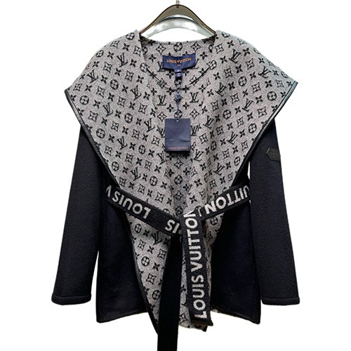 [홍콩명품.LOUIS VUITTON] 루이비통 25SS 로고 여성 모노그램 캐시미어 쇼트 코트 자켓 (블랙-그레이), BM22863, TOM, 레플리카의류,미러급사이트