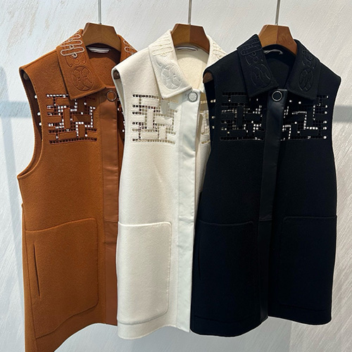 [홍콩명품.Hermes] 에르메스 25SS 로고 여성 캐시미어 슬리브리스 코트 자켓 (3컬러), BM22868, TOM, 레플리카의류,미러급사이트