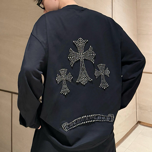 [홍콩명품.Chrome Hearts] 크롬하츠 25SS 로고 크로스 장식 긴팔 티셔츠 (2컬러), BM22998, KK, 레플리카의류,미러급사이트