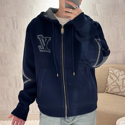 [홍콩명품.LOUIS VUITTON] 루이비통 25SS 로고 후드 집업 자켓 1AFXKW (네이비), BM23002, KK, 레플리카의류,미러급사이트