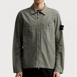 [홍콩명품.Stone Island] 스톤아일랜드 25SS 로고 탈부착 Mil-Spec Stretch Ripstop - TC 카라 집업 자켓 (카키), BM23019, X2, 레플리카의류,미러급사이트