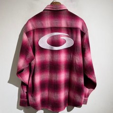 [홍콩명품.BALENCIAGA] 발렌시아가 25SS 로고 자수 체크패턴 울 남방 셔츠 (레드), BM23027, X2, 레플리카의류,미러급사이트