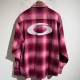 [홍콩명품.BALENCIAGA] 발렌시아가 25SS 로고 자수 체크패턴 울 남방 셔츠 (레드), BM23027, X2, 레플리카의류,미러급사이트