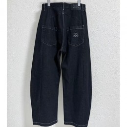 [가격문의][홍콩명품,MIU MIU] 미우미우 25SS 로고 오버핏 데님 팬츠 진 청바지 (네이비), BM23036, X2, 레플리카의류,미러급사이트